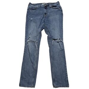 Pacsun Stacked Skinny Blue Jeans Men 34x32 Distressed Stretch Denim